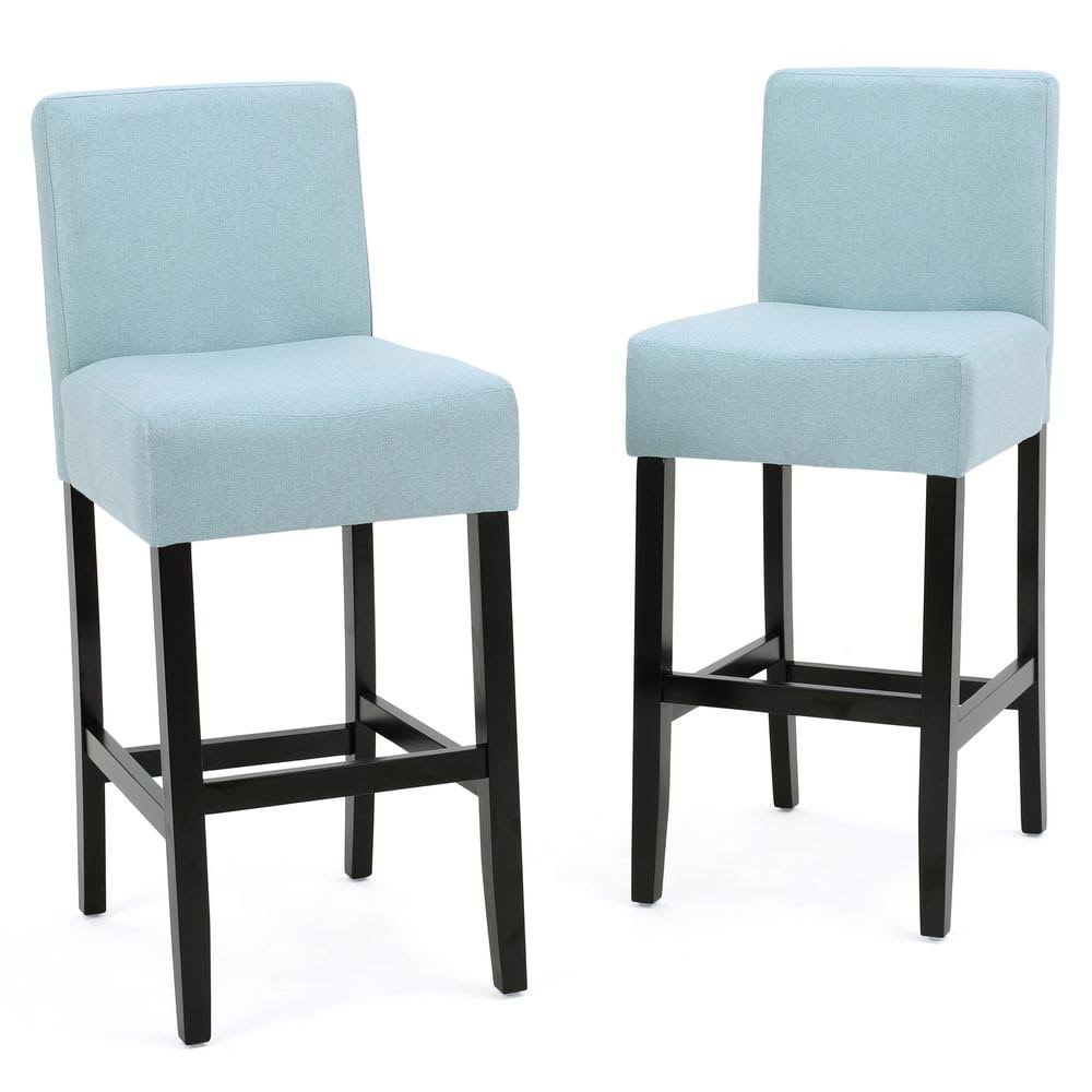 Light Blue Fabric Bar Stool Set of 2 O65012