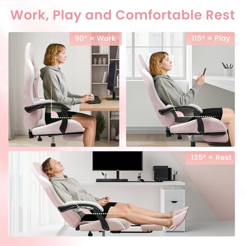 Grey Ergonomic Reclining Gaming Chair with Footrest V8916