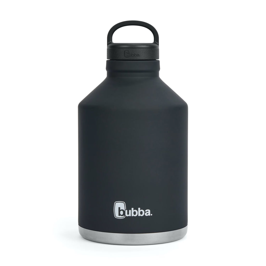 Stainless Steel Water Bottle with Wide Mouth Rubberized in Black, 84 fl. oz. L101859