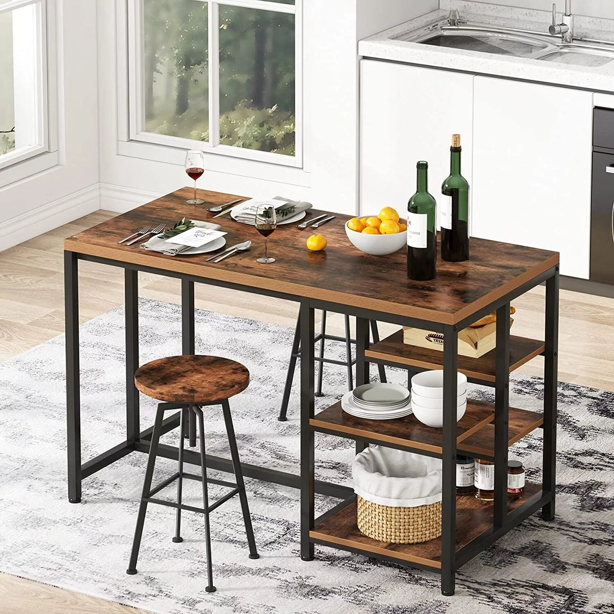 Kitchen Island with Storage Shelves S174125