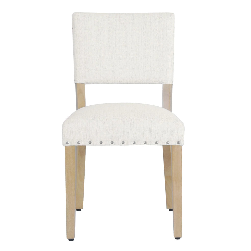 Open Back Dining Chair with Nailhead Trim, Set of 2, Cream X978106