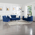 Navy Blue Velvet 3 Piece Living Room Set Y244