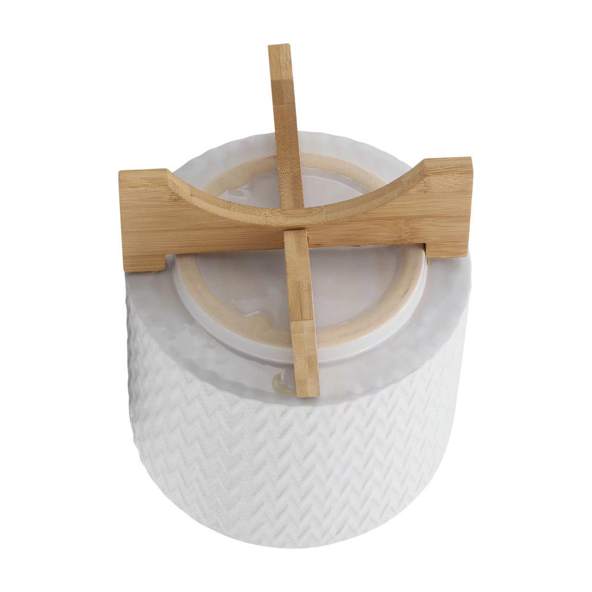 White Ceramic Chevron Planter With Stand A17057