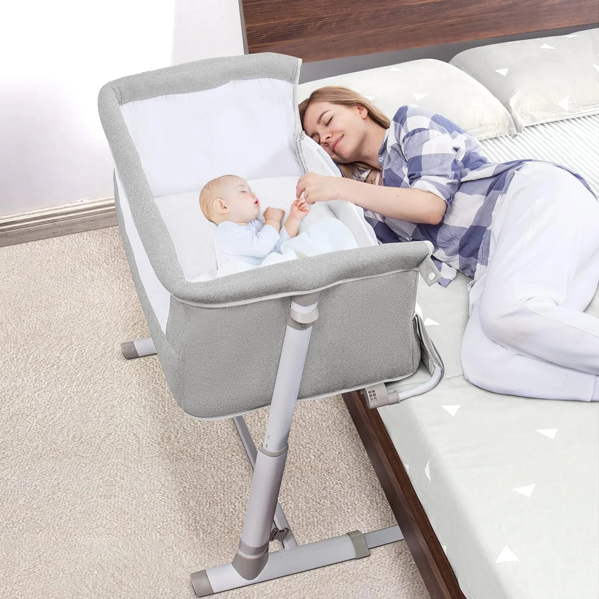 Baby Bassinet with Mattress and 9 Height Positions X651