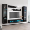 Black Wall Mounted Floating Entertainment Center S6380
