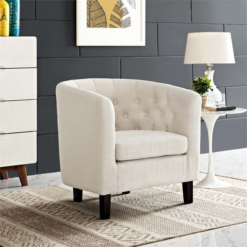 Beige 2 Piece Tufted Polyester Fabric Arm Chair Set G51199