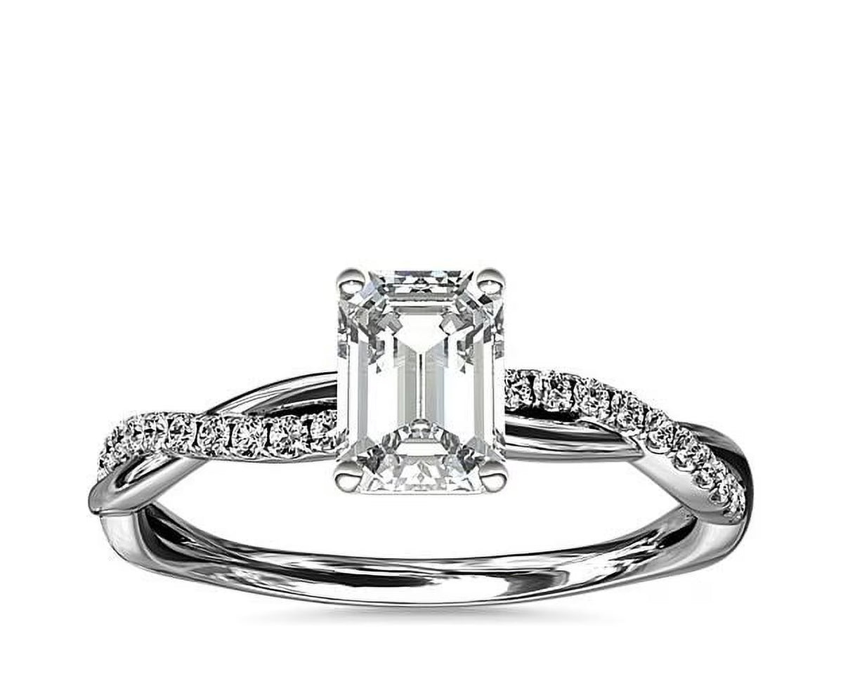 14K White Gold Emerald Solitaire Engagement Ring I59758