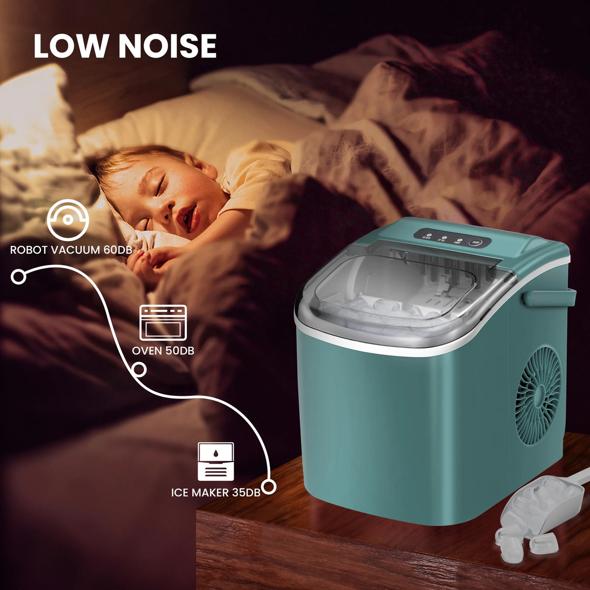 Portable Countertop Ice Maker 26lbs/24H Green M734990