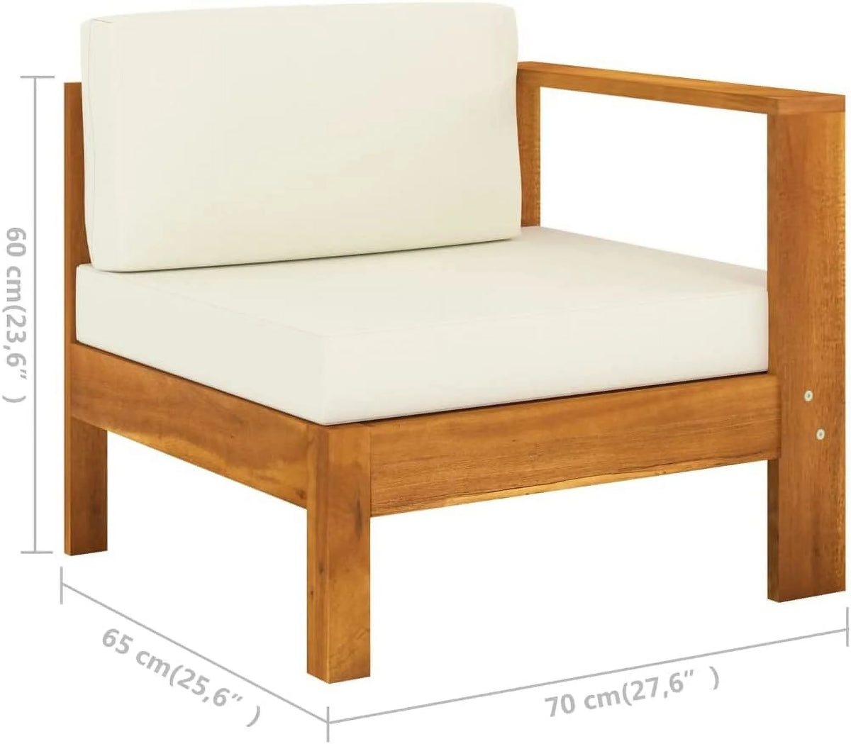 10 Piece Acacia Wood Patio Lounge Set with Cream White Cushions A2132