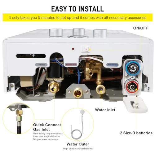 Portable Propane Tankless Water Heater with Digital Display F69879