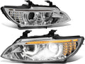 Dual Animated Start-Up Halo Sequential LED Turn Signal Projector HID Headlights, Chrome Housing P72406