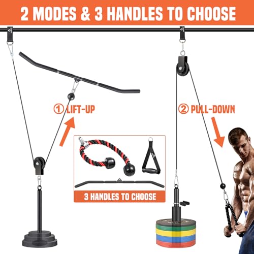 Cable Pulley System Gym with LAT Pull Down Bar and Loading Pin R321938