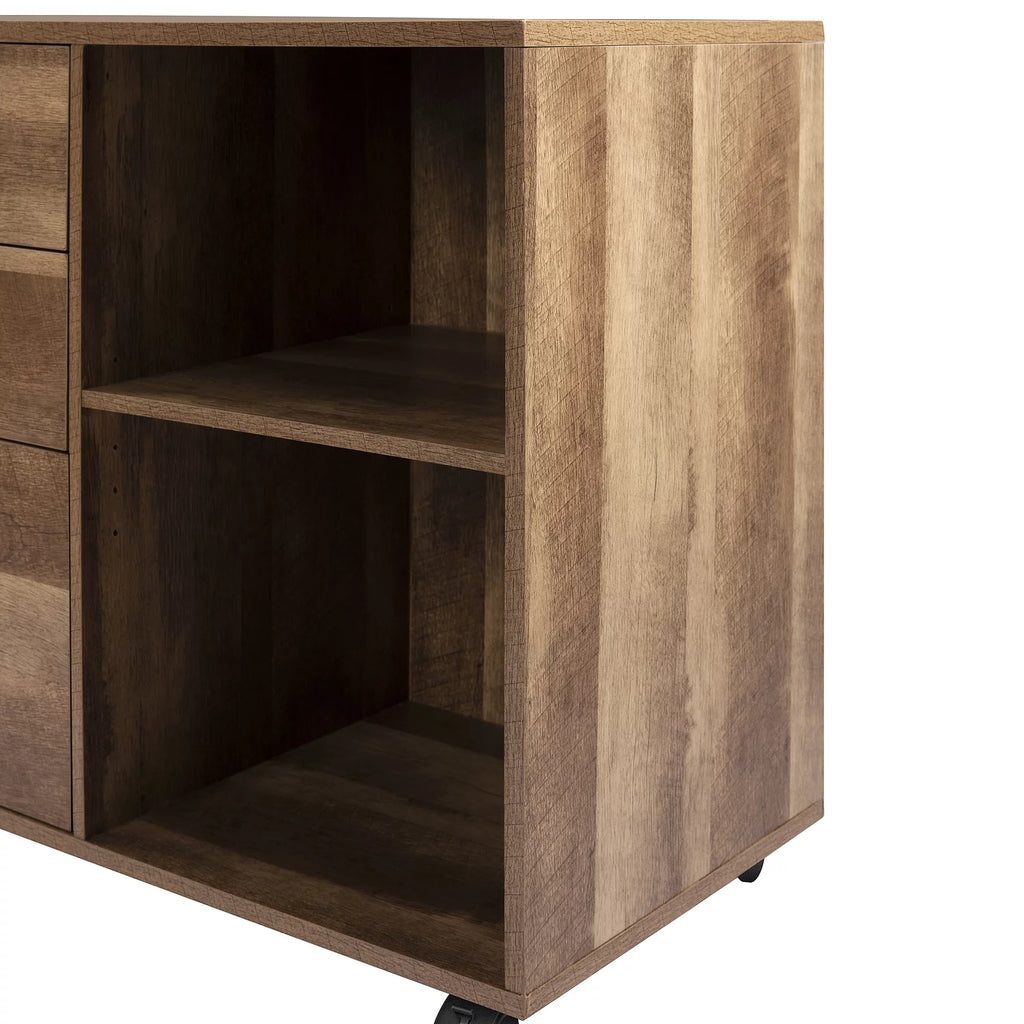 Rolling Office Cabinet with Drawers, Walnut R616897