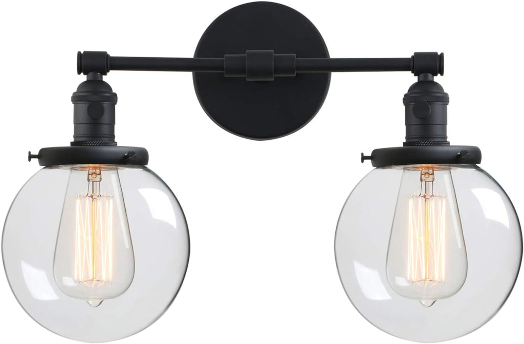 Clear Double Sconce Wall Light with Glass Round Canopy X59107