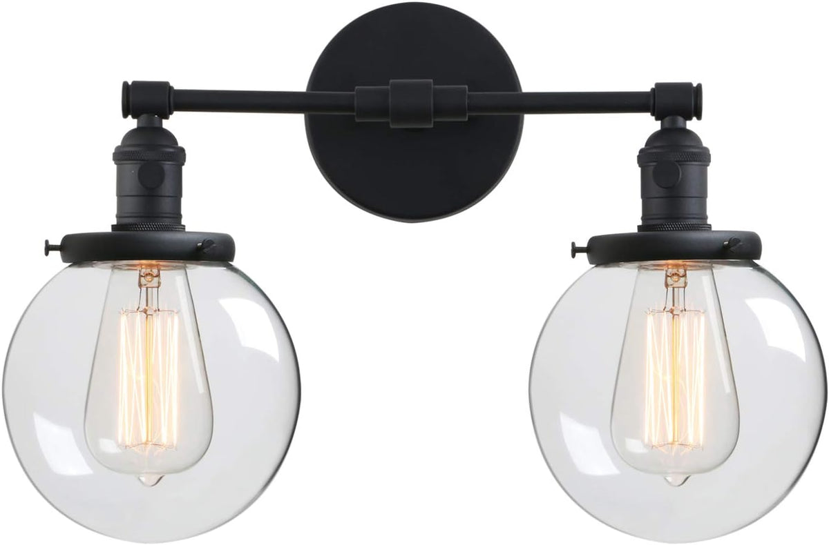 Clear Double Sconce Wall Light with Glass Round Canopy X59107