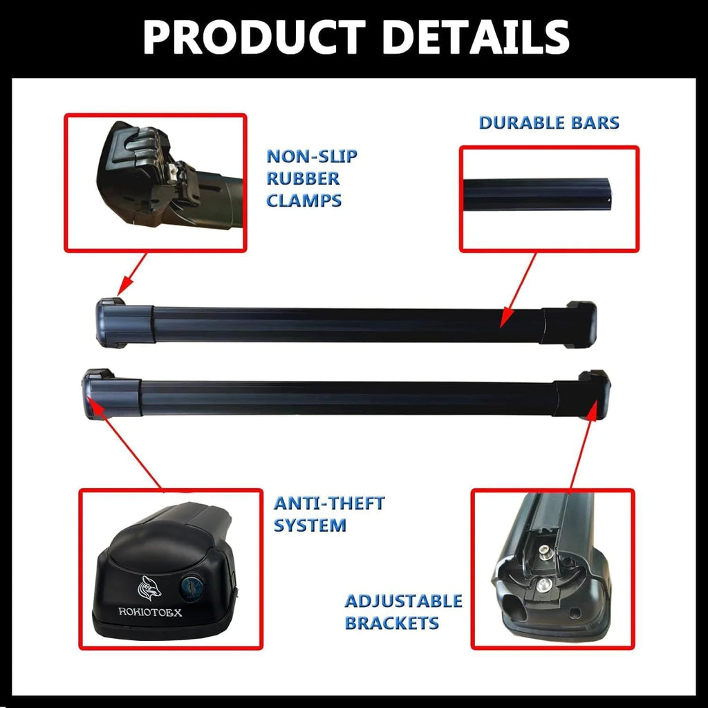 Silver Lockable Roof Rack Crossbars for Factory Raised Side Rails P281436