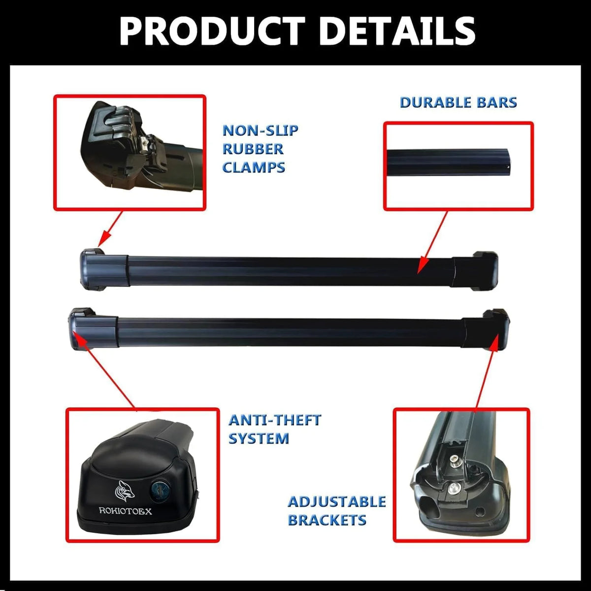Silver Lockable Roof Rack Crossbars for Factory Raised Side Rails P281436