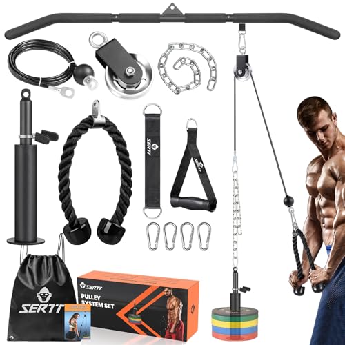Cable Pulley System Gym with LAT Pull Down Bar and Loading Pin R321938