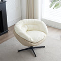 Swivel Sofa Barrel Chair, Two Tone Beige Gray and White A39999