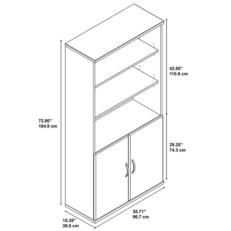 5 Shelf Bookcase with Doors in Natural Cherry F48871