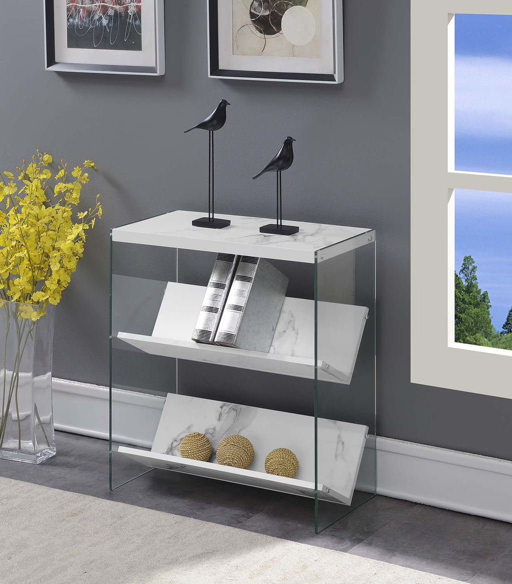 White Faux Marble Bookcase D365