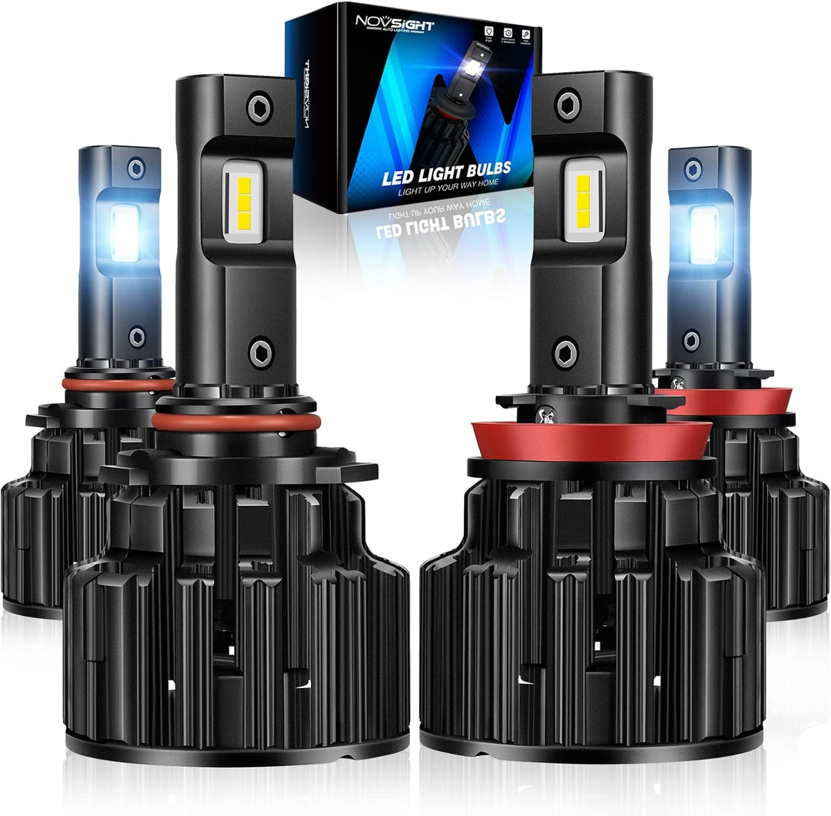 9005/HB3 High Beam 9006/HB4 Low Beam LED Headlight Bulbs Combo 120W 24000LM 6500K Cool White, Pack of 4 N489792