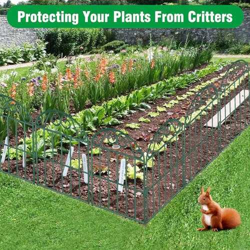 20 Panels Collapsible Garden Fence Animal Barrier, 22 Ft x 24 in Rustproof Metal Wire Panel, Green F58147