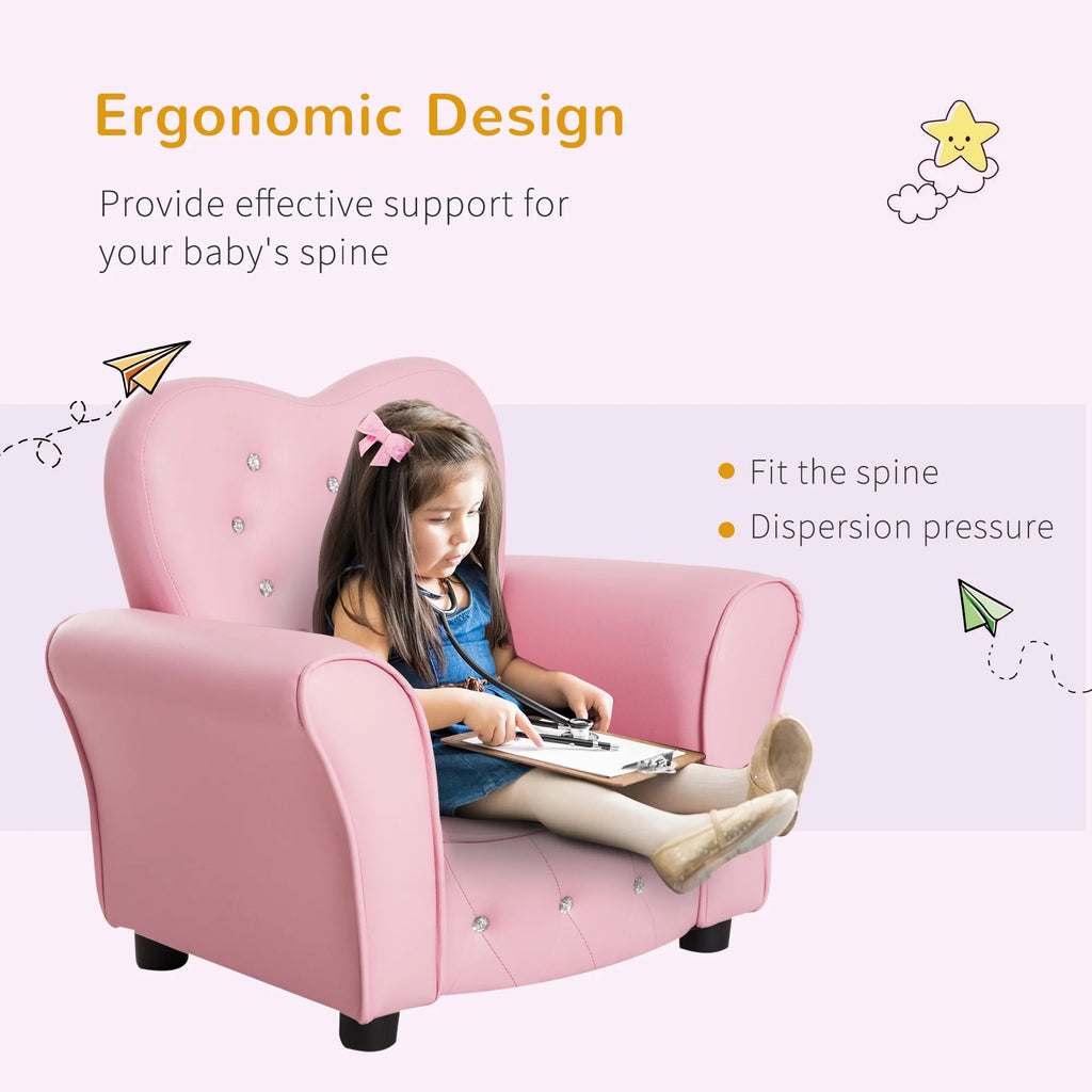 Pink Tufted Upholstered Kids Sofa Chair O213