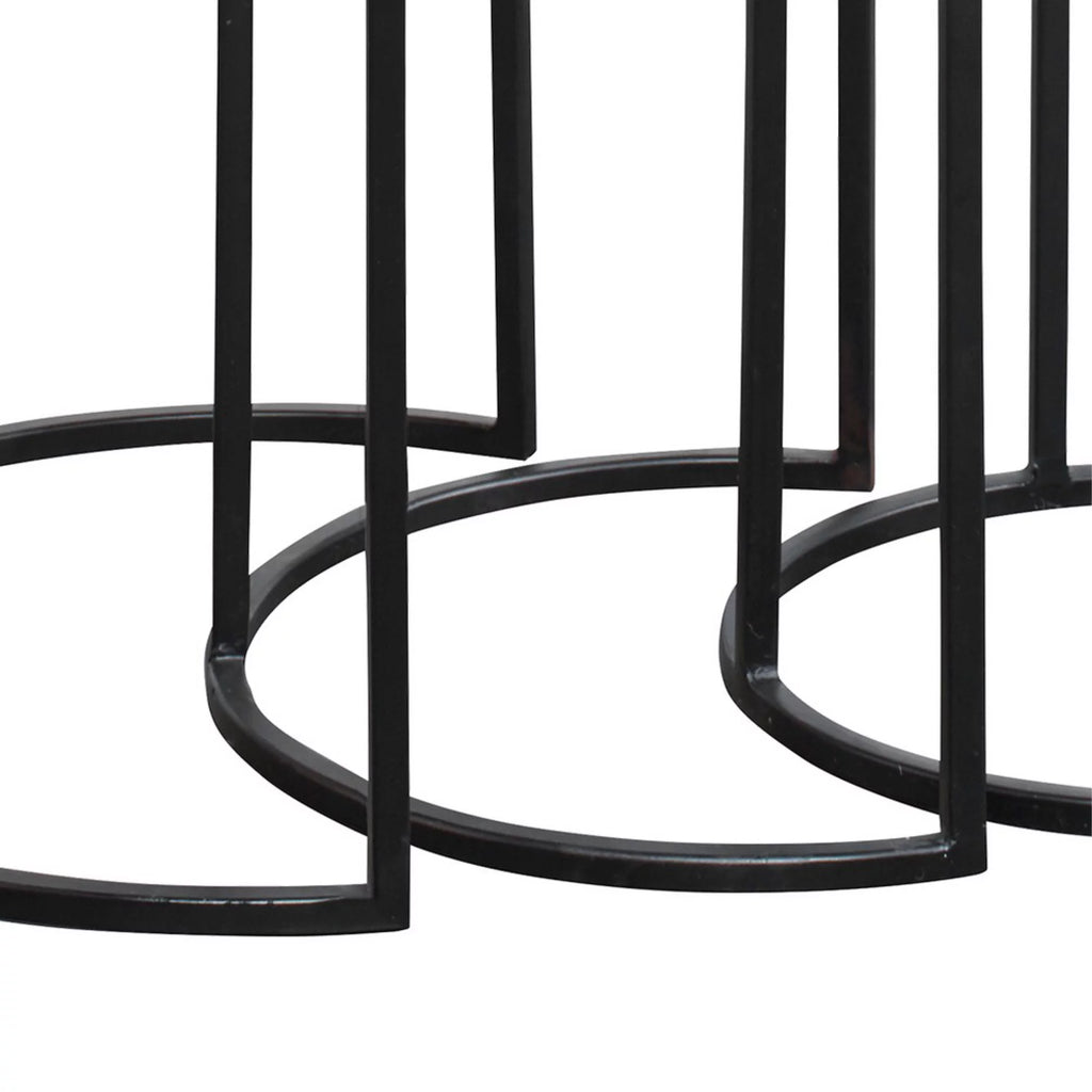Metal Frame Round Top Nesting Tables, Set of 3, Espresso U6629