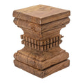 Organic Carved Wooden Pillar Stool M2943