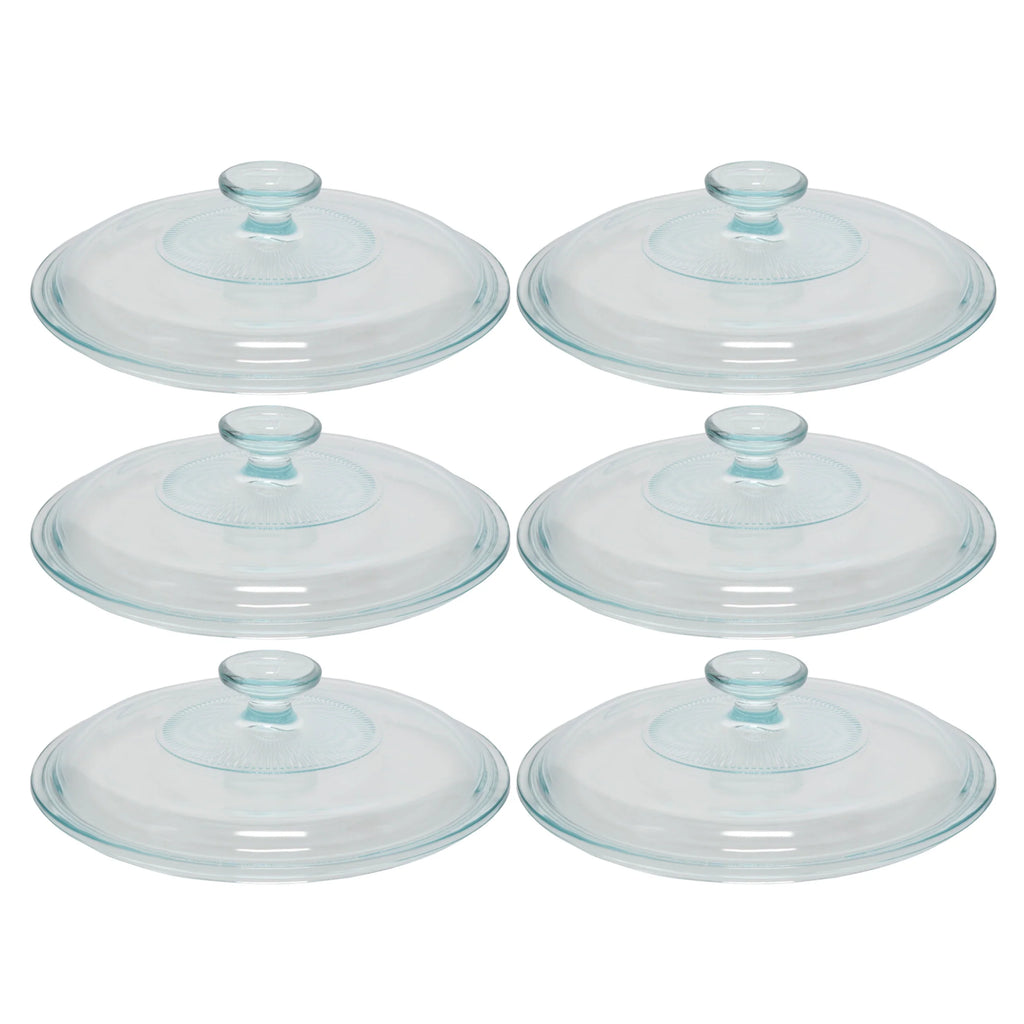 French White Round Glass Lid 6-Pack Q29452