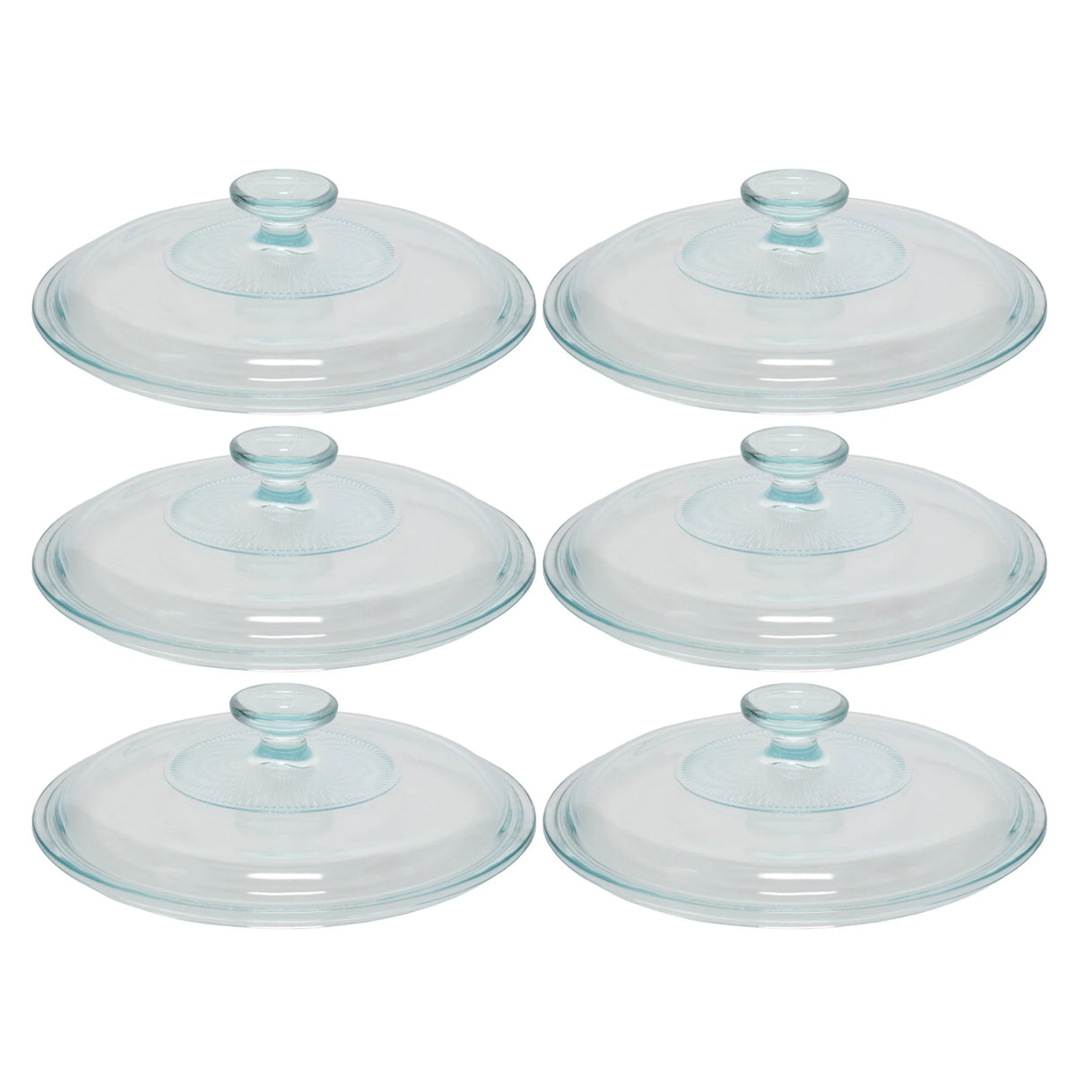 French White Round Glass Lid 6-Pack Q29452