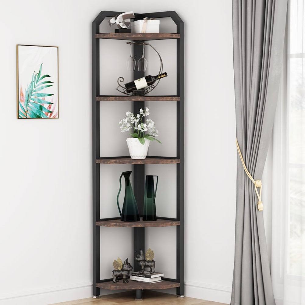 Brown 5 Tier Corner Bookshelf U962