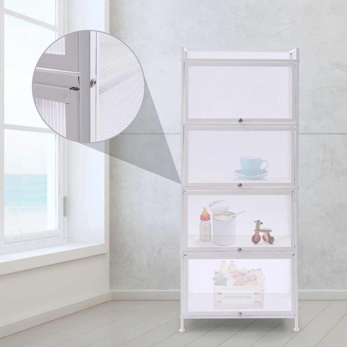 5 Layers Black White Storage Cabinet S328
