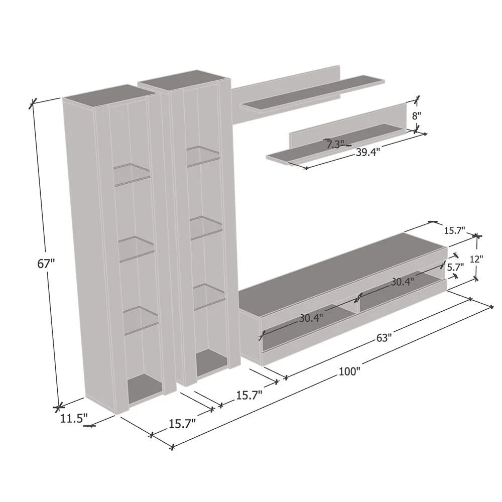 Black Wall Mounted Floating Entertainment Center S6380