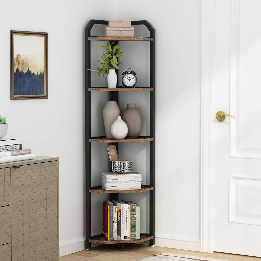 Brown 5 Tier Corner Bookshelf U962