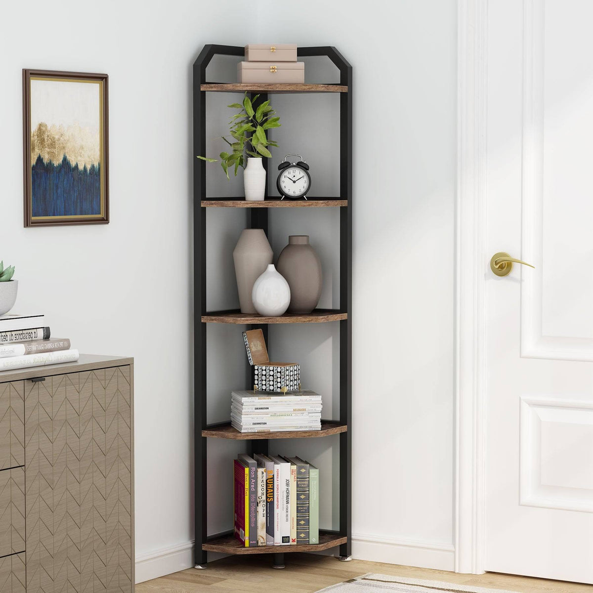 Brown 5 Tier Corner Bookshelf U962