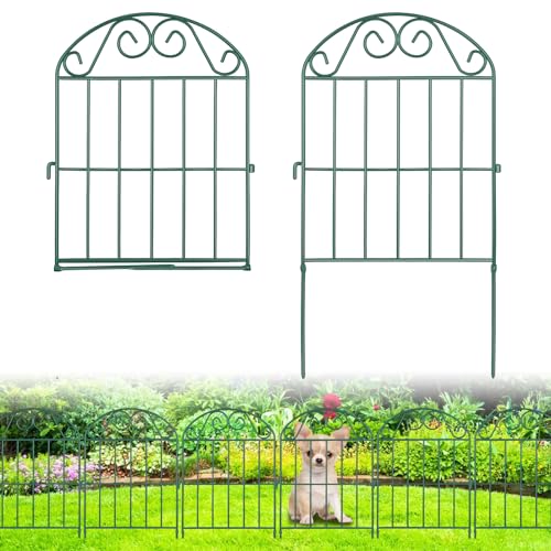 20 Panels Collapsible Garden Fence Animal Barrier, 22 Ft x 24 in Rustproof Metal Wire Panel, Green F58147