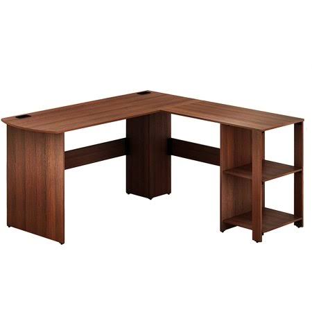 Walnut L-Shaped Wood Corner Desk B328425
