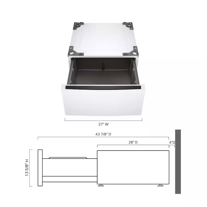 27 in. White Laundry Pedestal with Storage Drawer L836