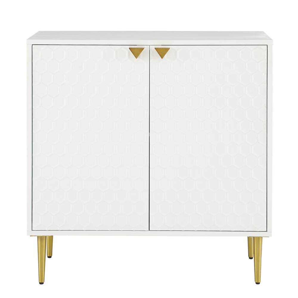 White Apothecary Accent Cabinet with 2-Shutter Door and Golden Legs P62553