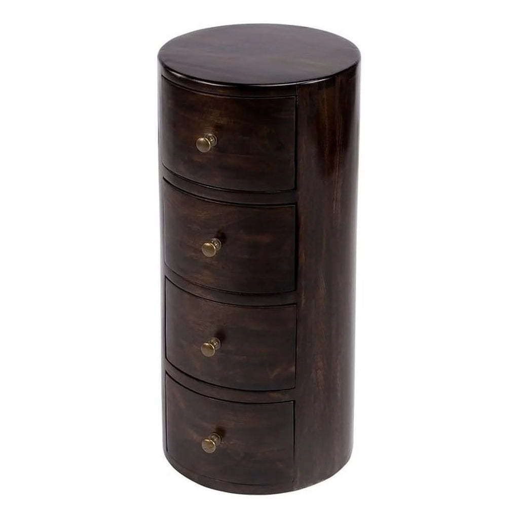 Dark Brown Mango Wood End Table with Storage Set of 2 Y673
