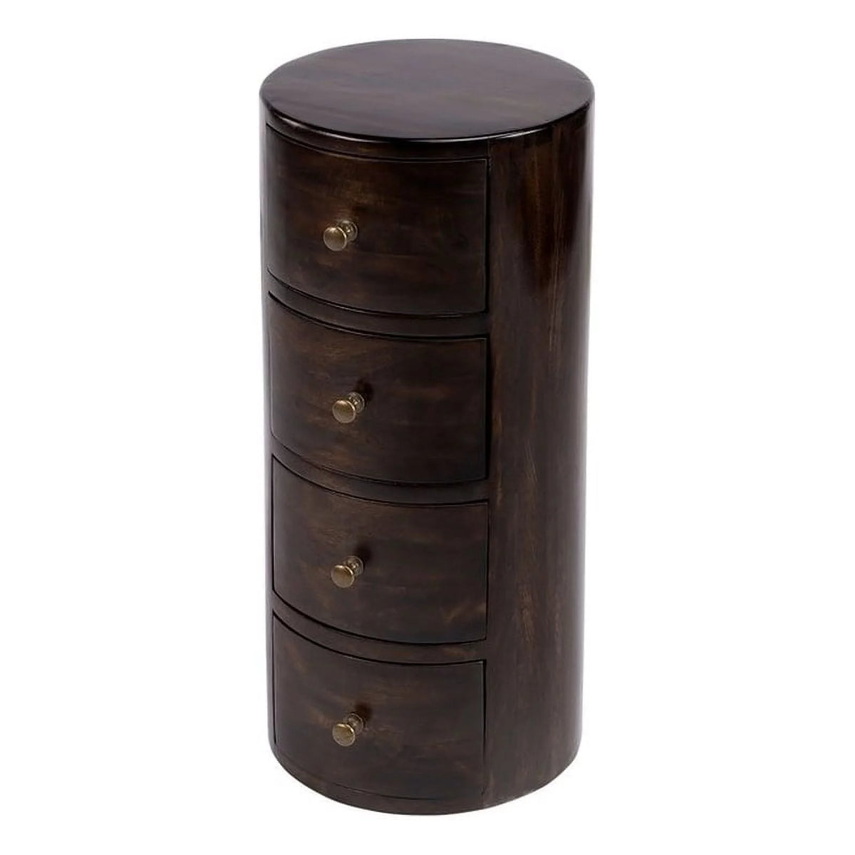 Dark Brown Mango Wood End Table with Storage Set of 2 Y673