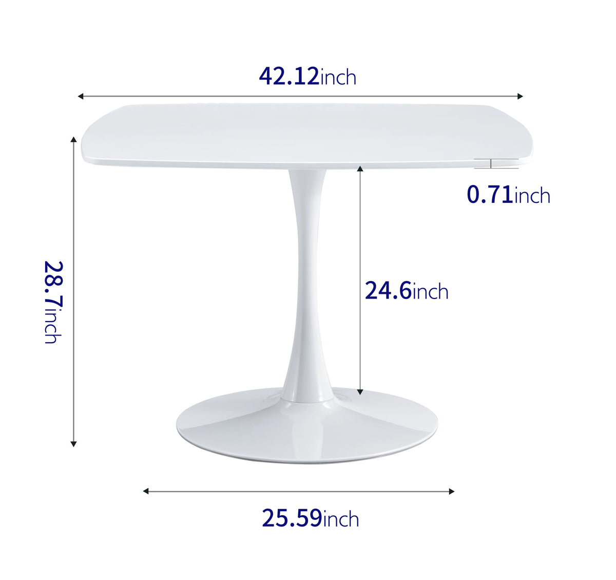 White Mid-century Round MDF Pedestal Dining Table R411