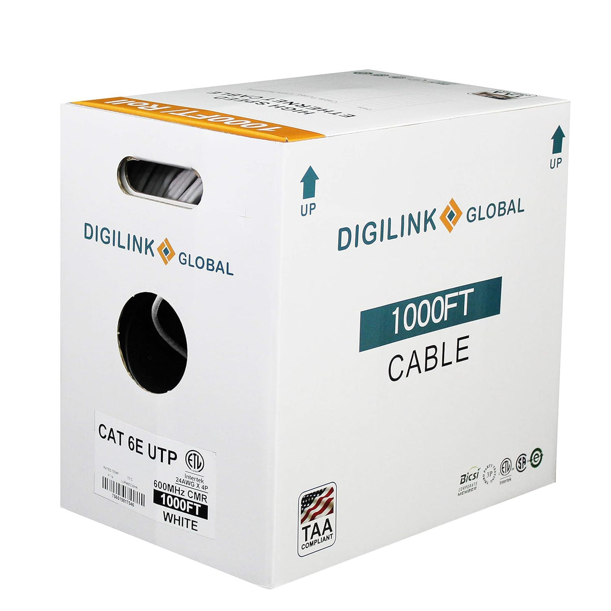1000ft Blue Solid Bare Copper Cat6e Bulk Ethernet Cable U95404