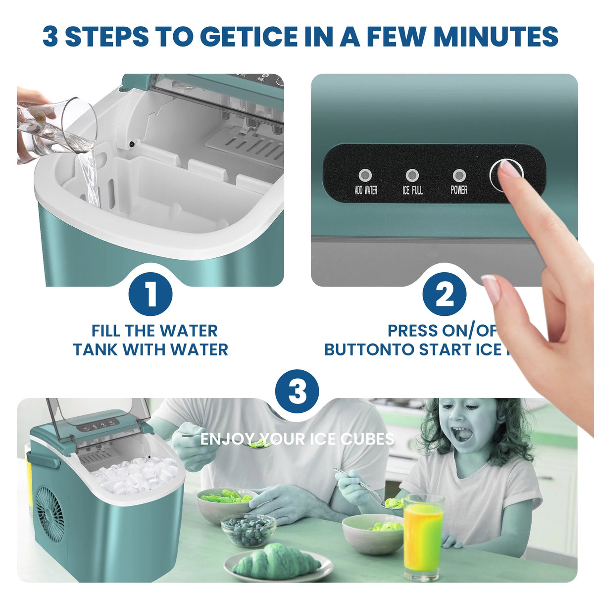 Portable Countertop Ice Maker 26lbs/24H Green M734990