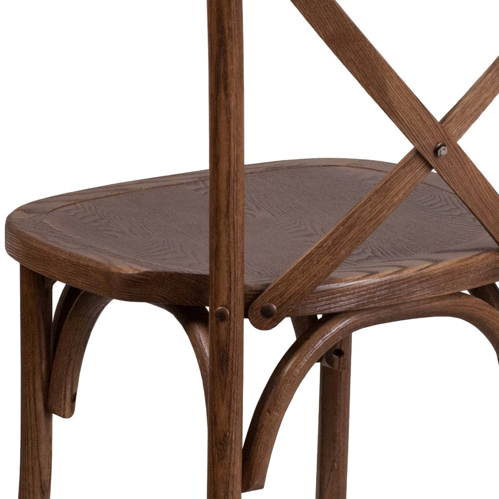 Stackable Wood Cross Back Chair, Pecan N324