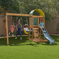 Wooden Outdoor Swing Set with Slide and Rock Wall N5341