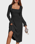 Lace-Up Square Neck A-Line Dress P89212