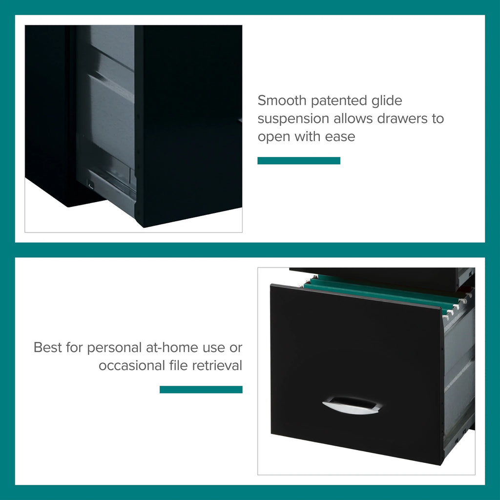 3 Drawer Letter Width Vertical File Cabinet with Pencil Drawer, Black I588